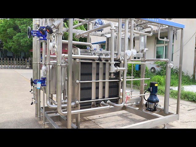 중국 1000L Pasteurizer Machine With PLC For Milk / Yogurt / Fruit Juice Processing Line SUS304/316 판매