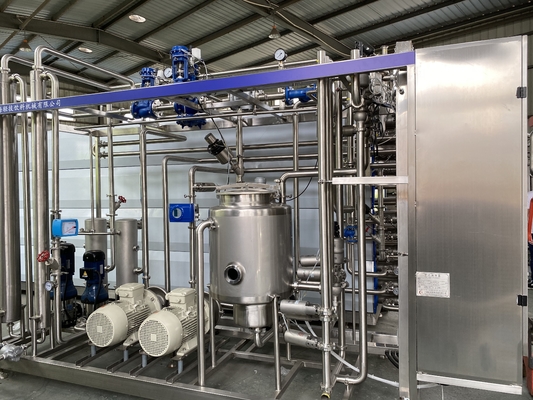 첨단 기술 사용자 정의 0.5-20T / H UHT 살균 기계 오렌지 / 애플 / 망고 주스 처리 라인 새로운 PLC와 UHT 살균기